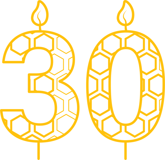 Yellow 30th Birthday Candle with Honeycomb Pattern on Transparent Background - Download Free Stock Videos Pikwizard.com