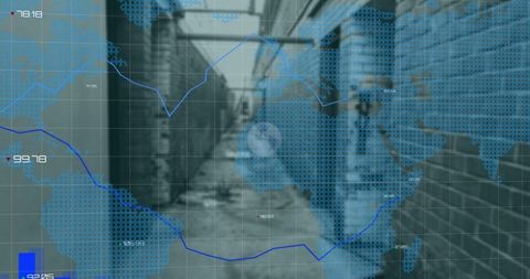 Global Financial Graphs Superimposed on Urban Background