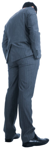 Biracial Businessman in Grey Pinstripe Suit Transparent Background