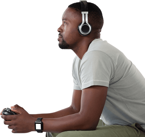transparent gamer wearing headphones playing video game - Download Free Stock Videos Pikwizard.com