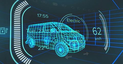 futuristic electric van digital dashboard with hud interfaces - Download Free Stock Images Pikwizard.com