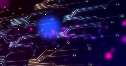 Futuristic Digital Circuit Board with Flowing Data Streams - Download Free Stock Images Pikwizard.com