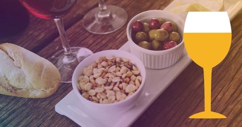 Wine and Snacks on Rustic Table with Graphic Overlay - Download Free Stock Images Pikwizard.com