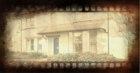 Vintage Film Effect on Retro House Facade
