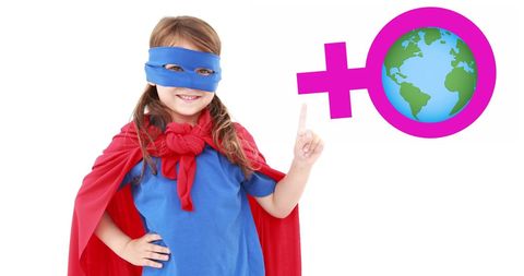 Young Superhero Girl Empowerment Gender Equality Concept