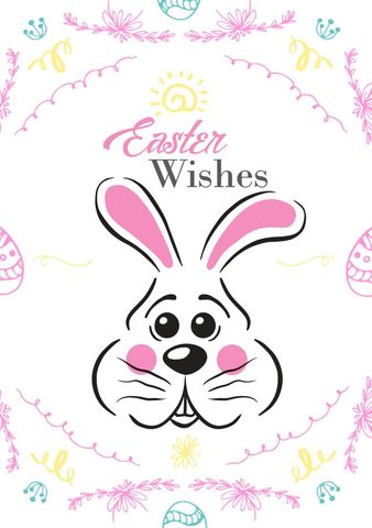 cheerful easter card with bunny and decorative eggs - Download Free Stock Templates Pikwizard.com