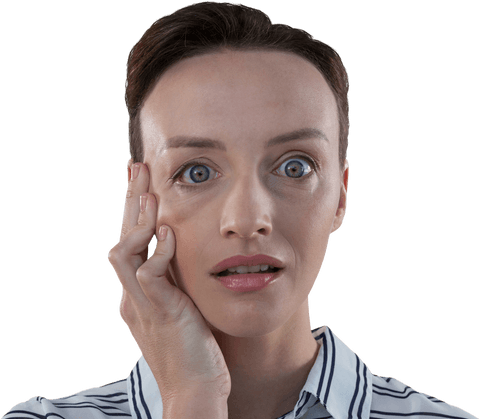 Surprised Caucasian Businesswoman on Transparent Background