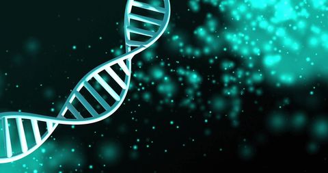 Abstract DNA Strand with Glowing Particles on Black Background - Download Free Stock Images Pikwizard.com