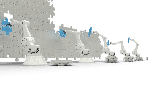 robotic arms building puzzle on transparent background for tech innovation - Download Free Stock Videos Pikwizard.com