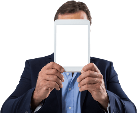 Businessman Holding Transparent Tablet Mask, Corporate Style Concept - Download Free Stock Videos Pikwizard.com