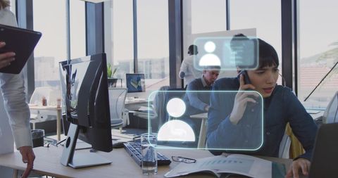 Modern Office with Data Processing and Digital Connections - Download Free Stock Images Pikwizard.com