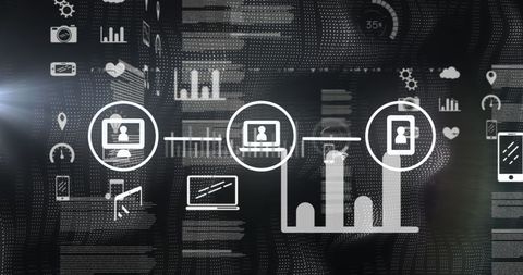 Digital Interface with Data Connectivity and Internet Security Icons - Download Free Stock Images Pikwizard.com