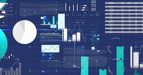 Digital Data Processing Interface on Navy Background - Download Free Stock Images Pikwizard.com