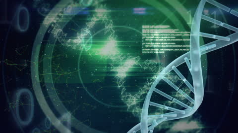 Futuristic Digital DNA Sequence Animation with Binary Code