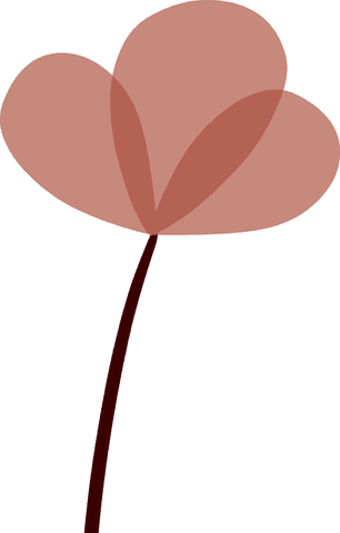 Minimalistic Red Flower with Curved Stem on Transparent Background