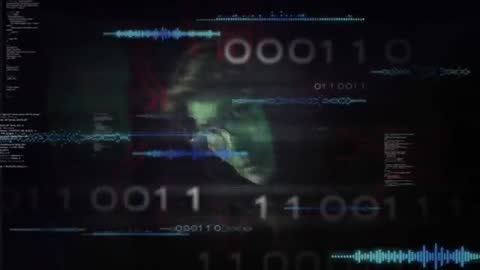 Binary Code Overlay with Profile and Waveforms in Futuristic Style