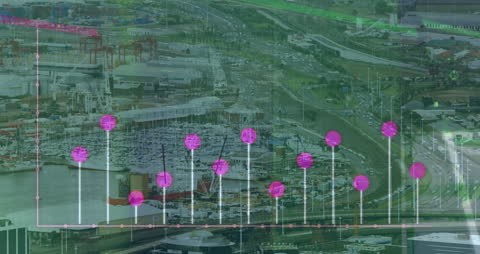 Animation of Financial Data Over Cityscape