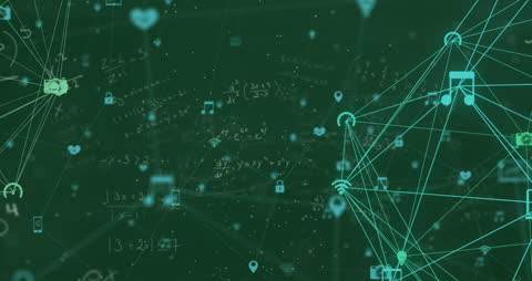 Futuristic Network of Digital Connections with Mathematical Equations