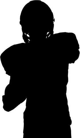 Transparent silhouette of male american football player