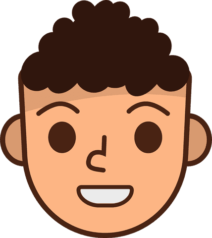 smiling cartoon boy with curly hair on transparent background - Download Free Stock Videos Pikwizard.com