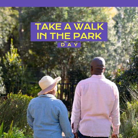 rear view of senior couple celebrating take a walk in the park day - Download Free Stock Templates Pikwizard.com