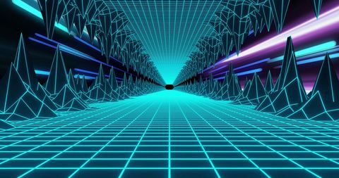 futuristic neon grid digital tunnel in virtual reality - Download Free Stock Images Pikwizard.com