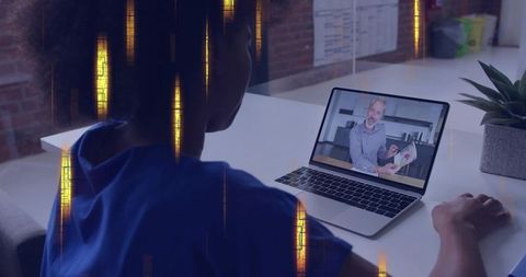 Remote mentoring session showing presenter on laptop and participant engaging in workspace