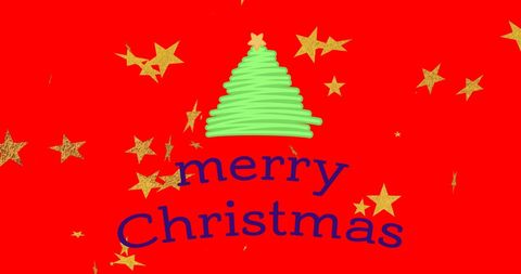 Festive Merry Christmas Greeting with Stars and Tree - Download Free Stock Images Pikwizard.com