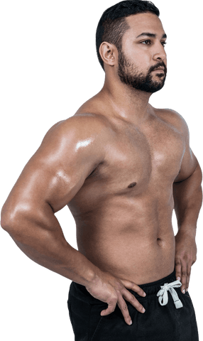 Transparent Muscular Man Flexing High Definition