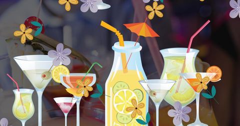 Digital tropical cocktail celebration graphics collection