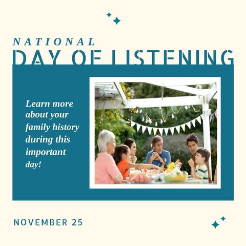 family sharing meal for national day of listening celebration - Download Free Stock Templates Pikwizard.com
