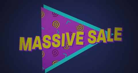 Vibrant massive sale banner with triangular retro design