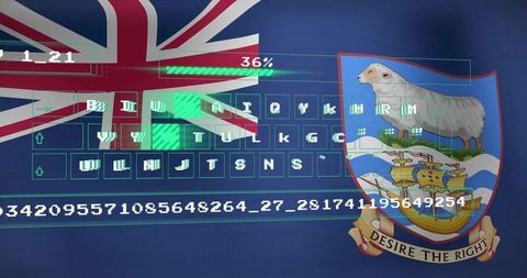 British Flag with Digital Data and Keyboard Elements
