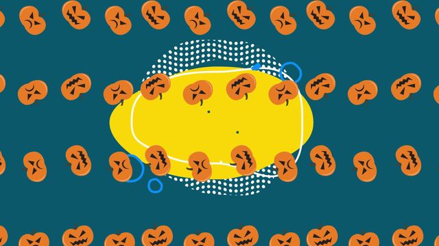 Patterned background with moving pumpkin icons ideal for festive Halloween content. Use for digital party invitations, celebration videos, or social media posts to add an animated, cheerful element.