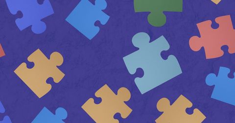 Colorful Puzzle Pieces Floating Over Blue Background - Download Free Stock Images Pikwizard.com