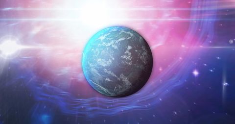 Abstract Blue Planet with Pink Cosmic Background - Download Free Stock Images Pikwizard.com
