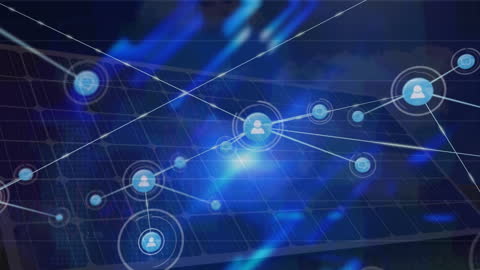 Digital Network Overlay on Solar Panels Representing Green Tech Connectivity