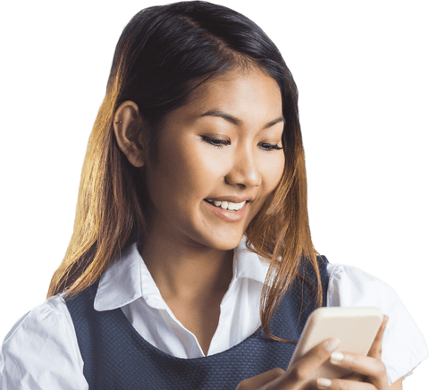 smiling businesswoman using smartphone with transparent background - Download Free Stock Videos Pikwizard.com