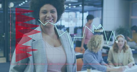 Diverse business team working with financial data in office