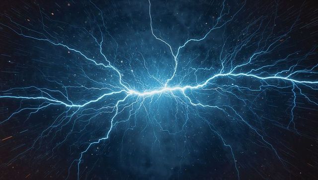 Electric arc with glowing plasma filaments in space