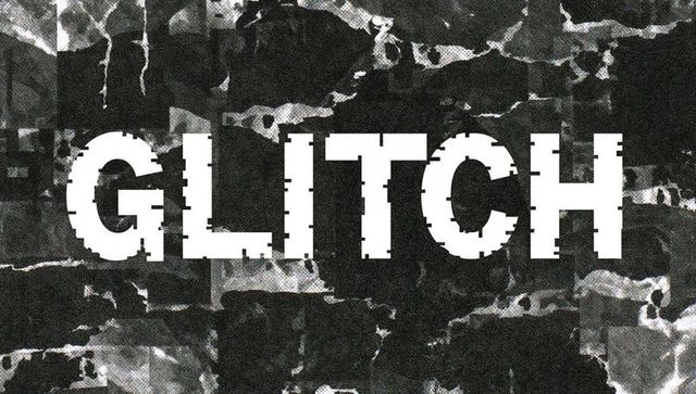 Displaying Glitch Typography Over Distressed Marble Background With Halftone Texture