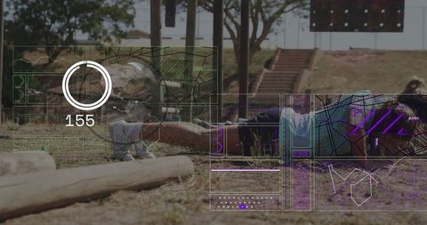 Digital Fitness Analytics Overlaid on Obstacle Course Exercise