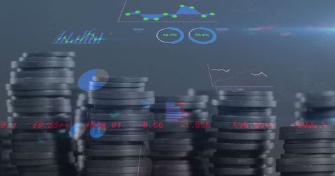 Digital Finance Analysis over Coin Stack - Download Free Stock Images Pikwizard.com