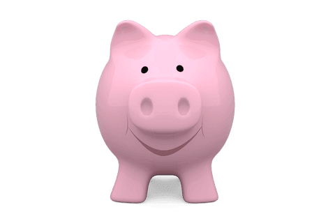 Smiling Pink Piggy Bank Illustration on Transparent Background