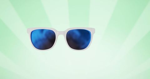 Stylish Blue-Lensed Sunglasses Over Soft Green Stripes - Download Free Stock Images Pikwizard.com