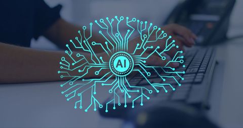 digital brain technology with ai interface over typing hands - Download Free Stock Images Pikwizard.com