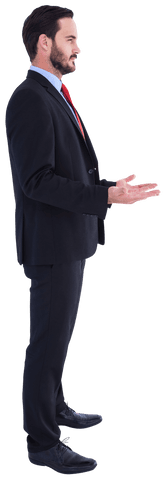 Businessman Presenting with Hands Expressively on Transparent Background