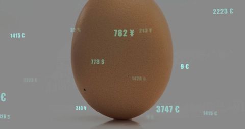 Innovative financial concept egg with drifting currency values