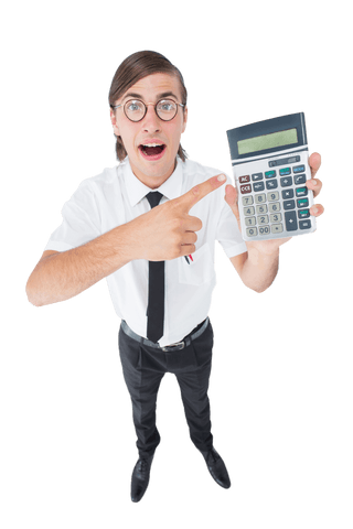 excited businessman with large transparent calculator - Download Free Stock Videos Pikwizard.com