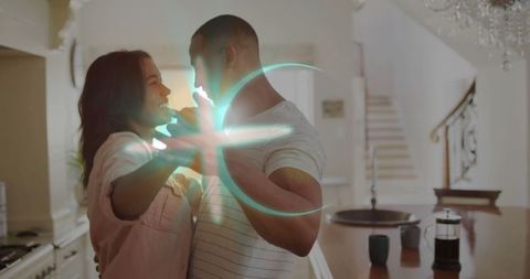 Couple Enjoying Intimate Dance in Elegant Modern Kitchen